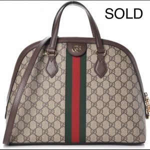 🛑SOLD🛑 Gucci GG Supreme Monogram Web Medium Ophidia Top Handle Dome Bag
